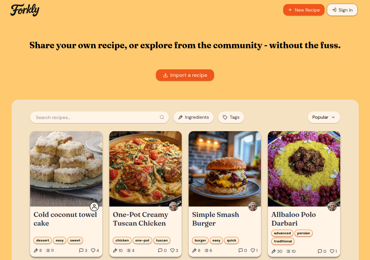 Screenshot of Forkly